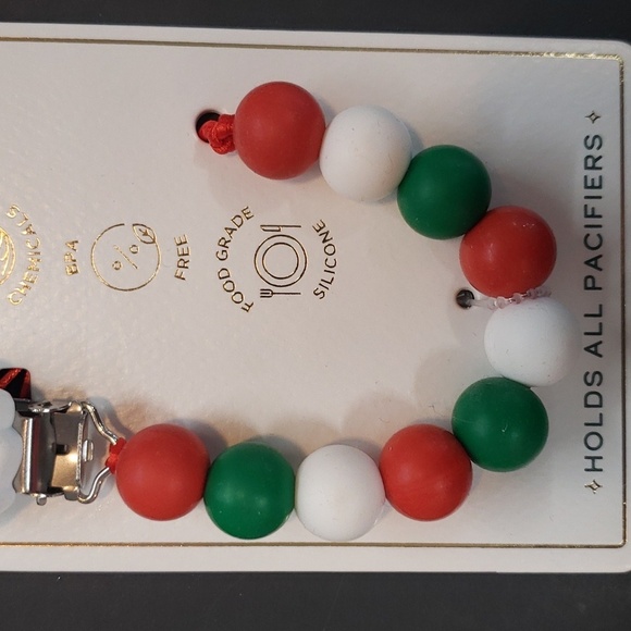 Modern Baby NWT Santa and Christmas  Color Silicone Beads Pacifier Clip - Picture 4 of 5